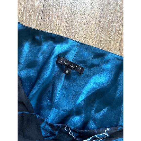 Vintage 90s Shelli Segal Aqua Teal Silk Midi Dress - Picture 6 of 8